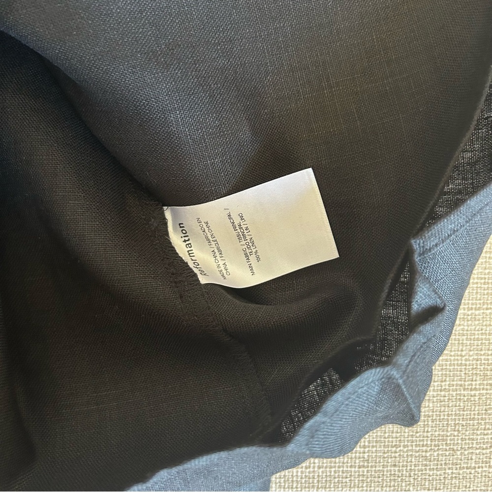 NEW Reformation Kieryn Linen Midi Dress - Black - Picture 9 of 10